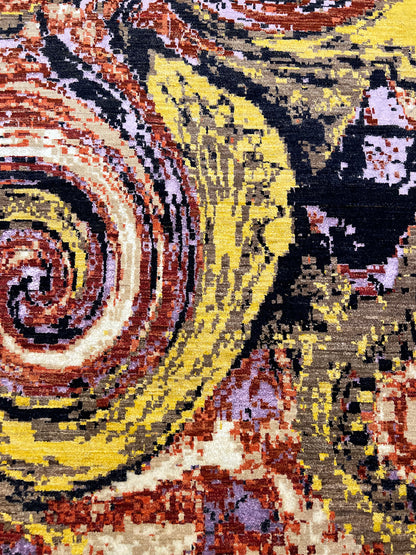 Modern Abstract Hand-Knotted Rug