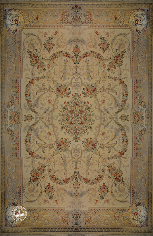 Tapis Savonnerie | 18'8" x 12'1" | Véritable noué à la main | Nouveau tapis