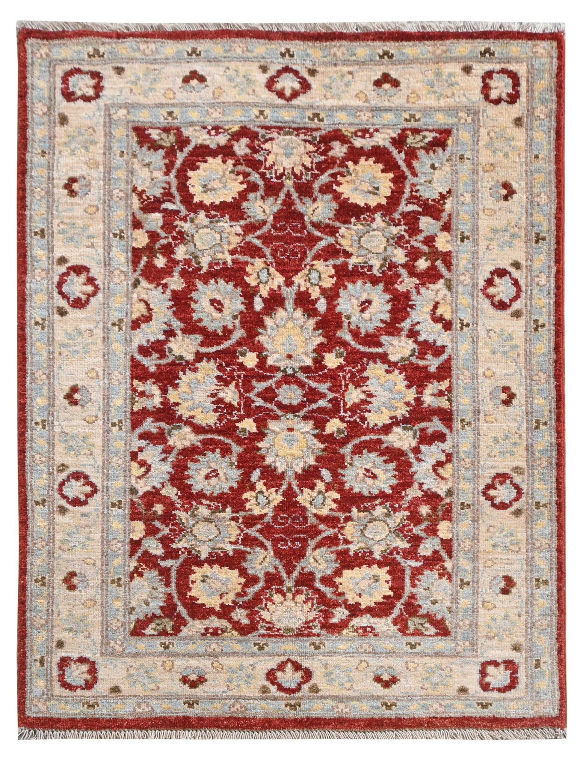 Paktia Lotus Vines Rug | 3'11''x 2'9'' | Home Decor | Red Wool Area Rug