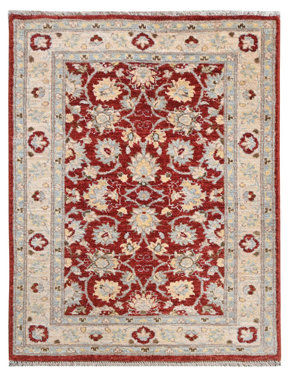 Paktia Lotus Vines Rug | 3'11''x 2'9'' | Home Decor | Red Wool Area Rug