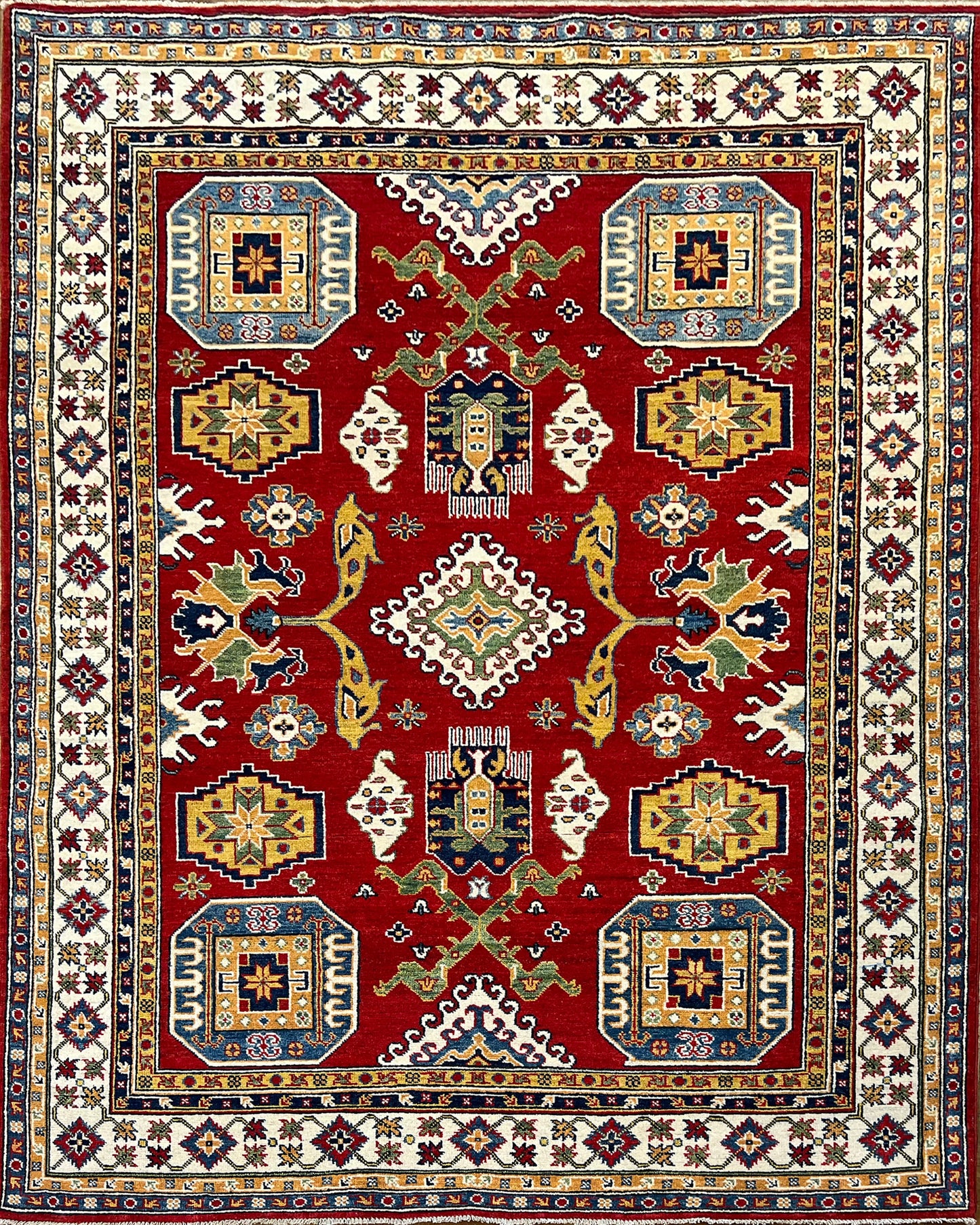 Kazakh Wool Rug | 7'8" x 5'8" | Home Decor | Hand-Knotted Rug