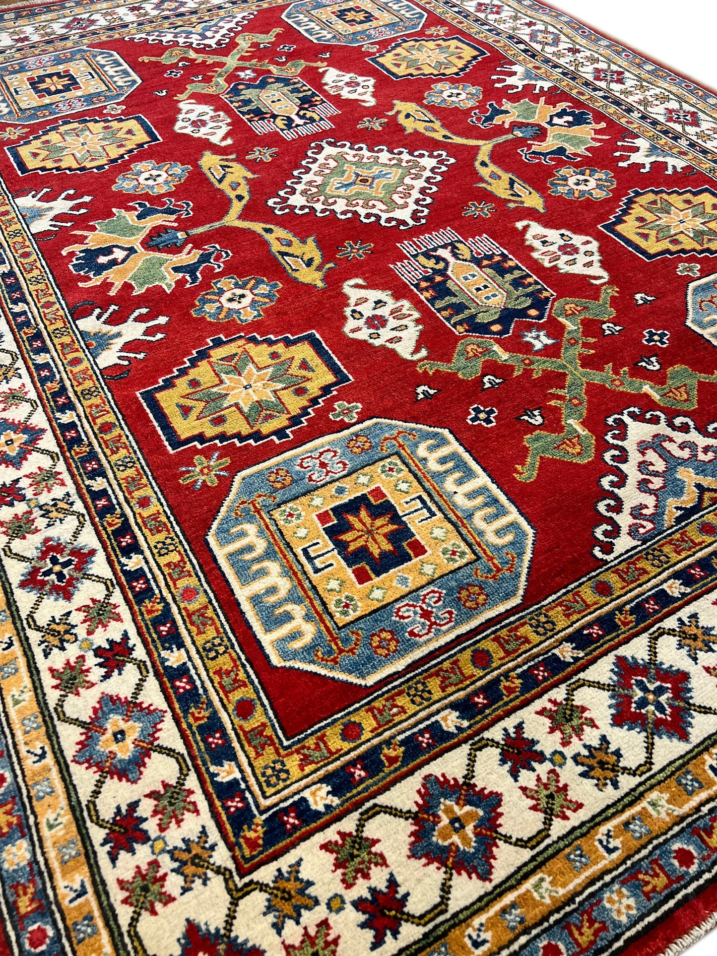 Kazakh Wool Rug | 7'8" x 5'8" | Home Decor | Hand-Knotted Rug