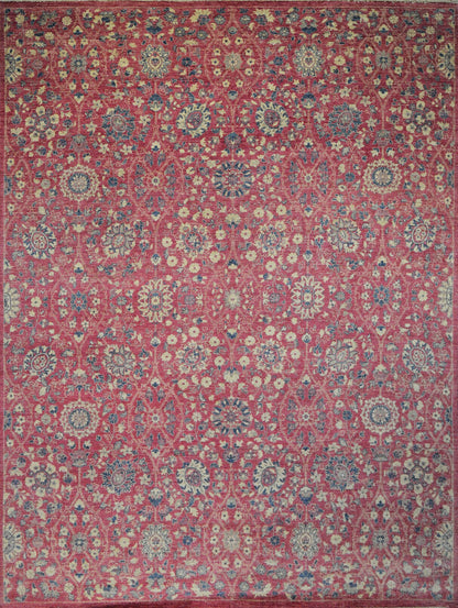 Kabul Lotus Carpet | 12'1" x 9'1" | Genuine Hand-knotted | New Pink Area Rug