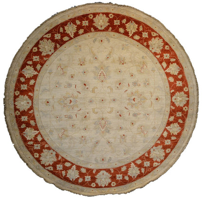 Zaboltan Lotus Vines Carpet | 8'4" x 8'4" | Home Decor | Hand-Knotted Round Area Rug