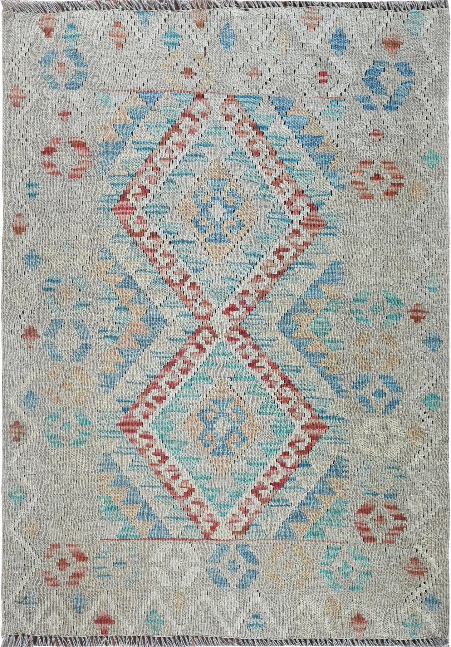 Wool Kilim | 3'7" x 2'8" | Home Decor | Hand-Woven Flatweave Rug