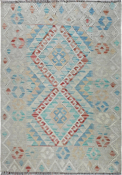 Wool Kilim | 3'7" x 2'8" | Home Decor | Hand-Woven Flatweave Rug