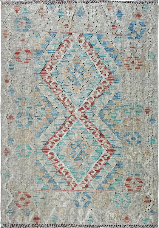 Wool Kilim | 3'7" x 2'8" | Home Decor | Hand-Woven Flatweave Rug