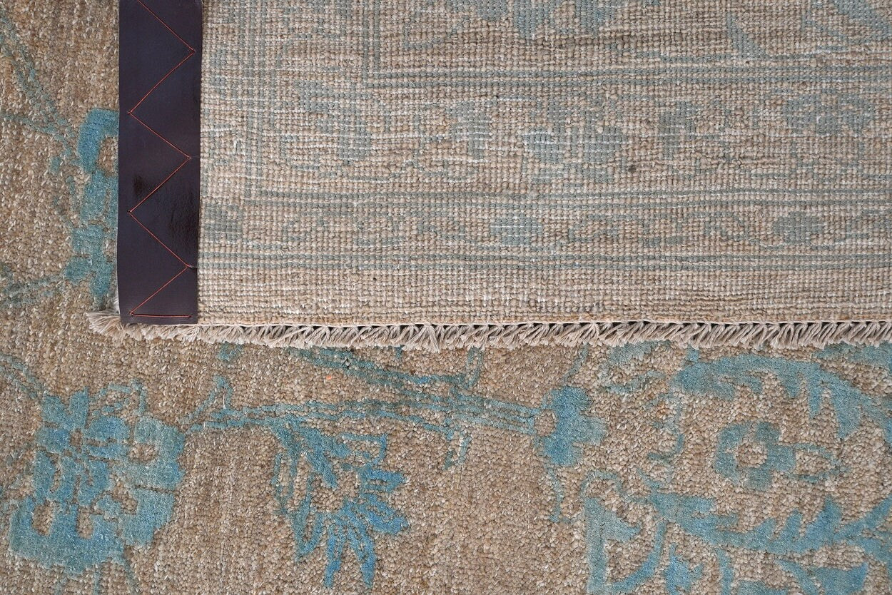 Resham Lotus Carpet | 12'4" x 9' | Pure Wool Rug | Genuine Hand-knotted Area Rug