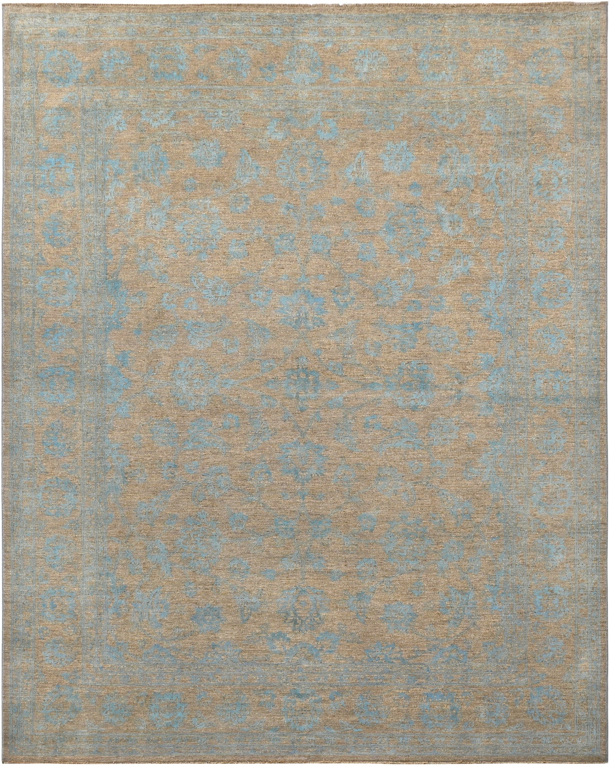 Resham Lotus Carpet | 10'2" x 8'1" | Pure Wool Rug | Genuine Hand-knotted Area Rug