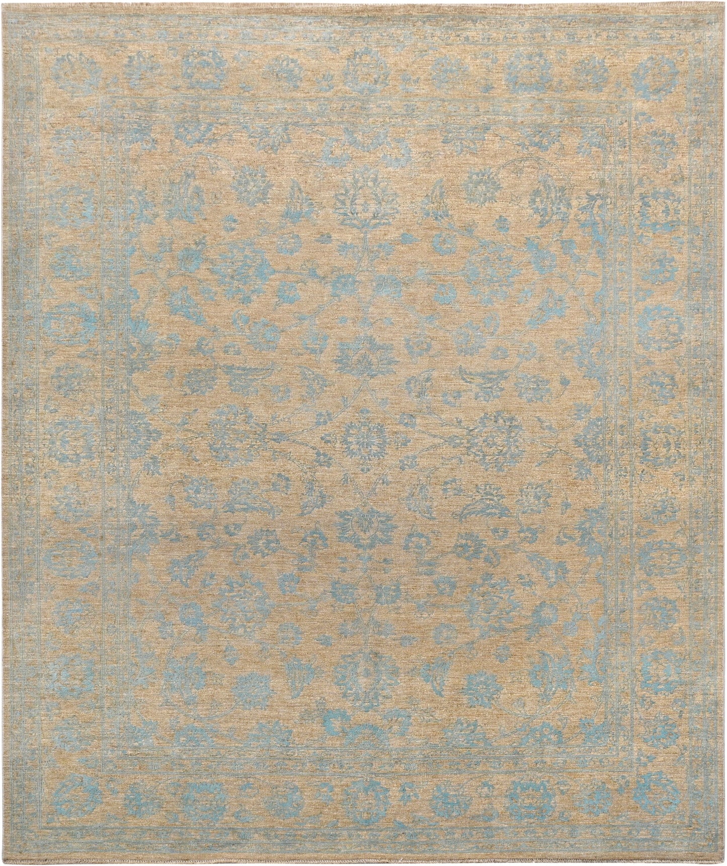 Resham Lotus Carpet | 9'9" x 8' | Pure Wool Rug | Genuine Hand-knotted Area Rug