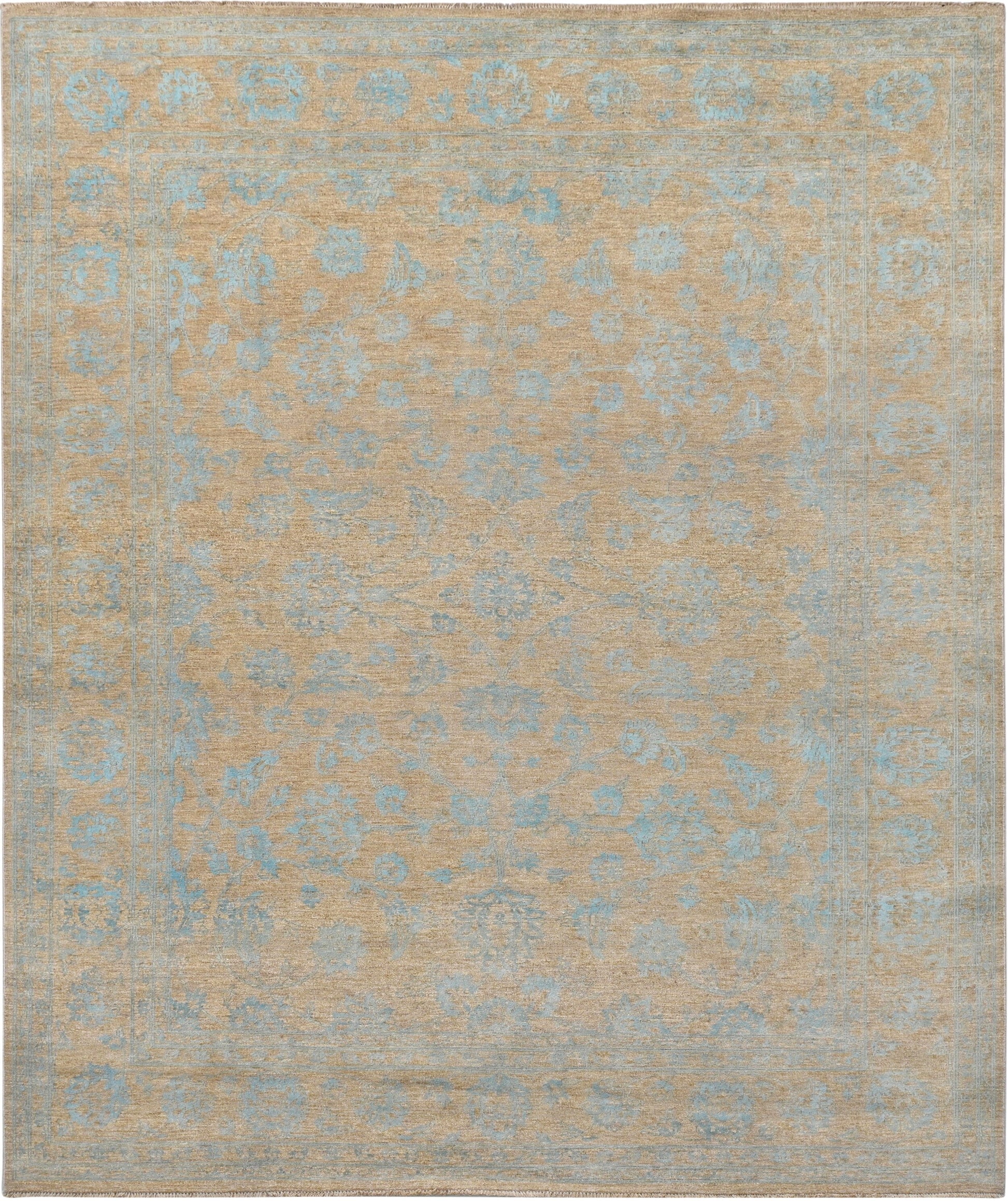 Resham Lotus Carpet | 9'9" x 8' | Pure Wool Rug | Genuine Hand-knotted Area Rug