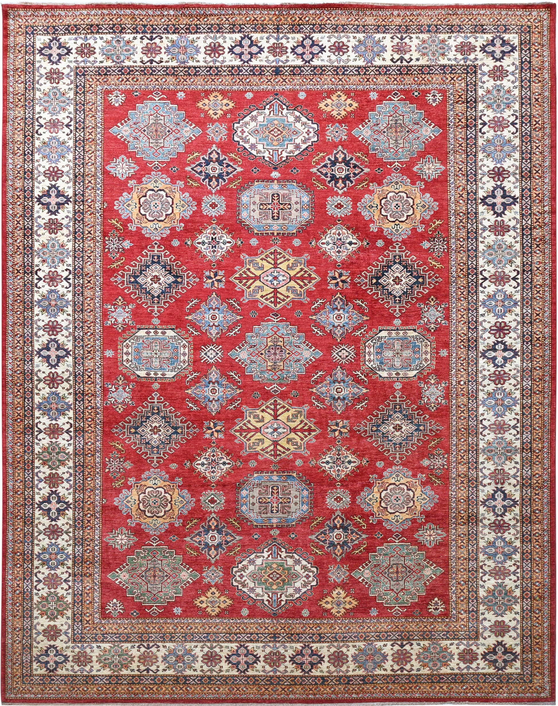 Kazakh Wool Carpet | 11'10" x 9'2" | Home Decor | Hand-Knotted Rug