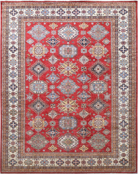 Kazakh Wool Carpet | 11'10" x 9'2" | Home Decor | Hand-Knotted Rug