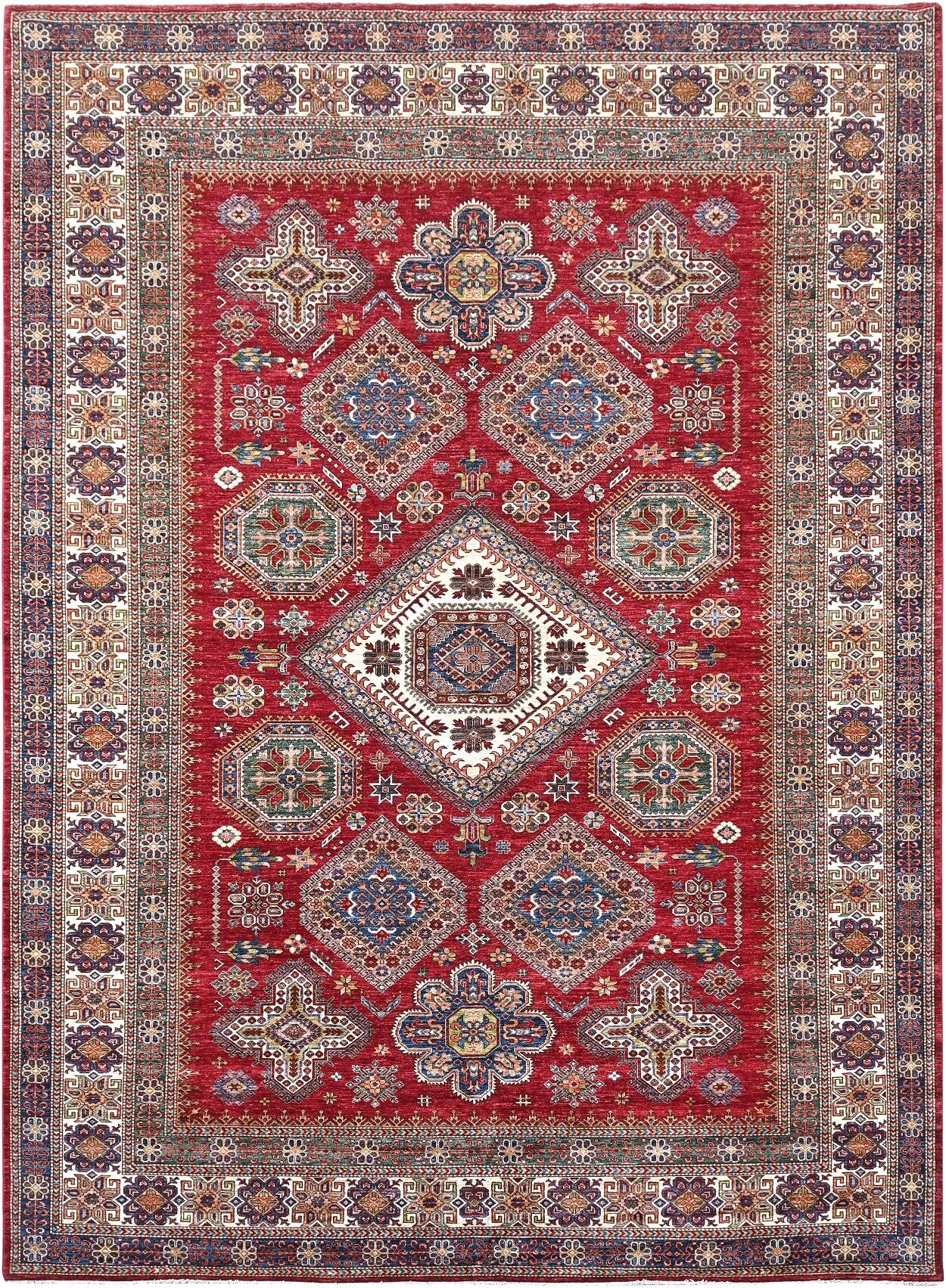 Kazakh Wool Carpet | 14'2" x 10' | Home Decor | Hand-Knotted Rug