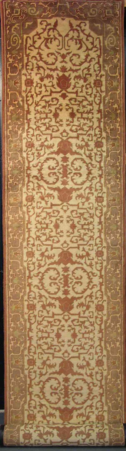 Aubusson Runner Rug | 16'2" x 3' | Genuine Hand-Knotted Carpet | New Area Rug