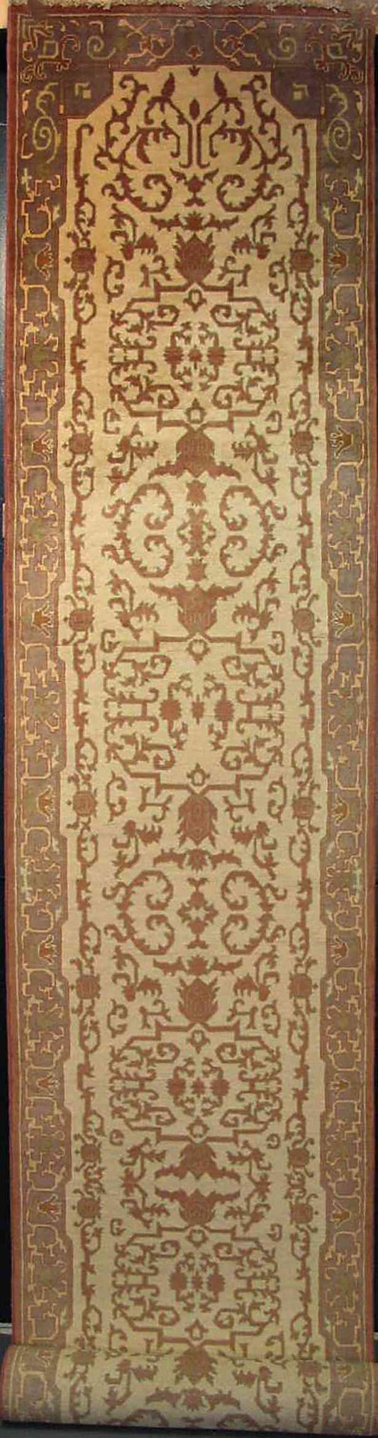 Aubusson Runner Rug | 15'10" x 2'9" | Genuine Hand-Knotted Carpet | New Area Rug