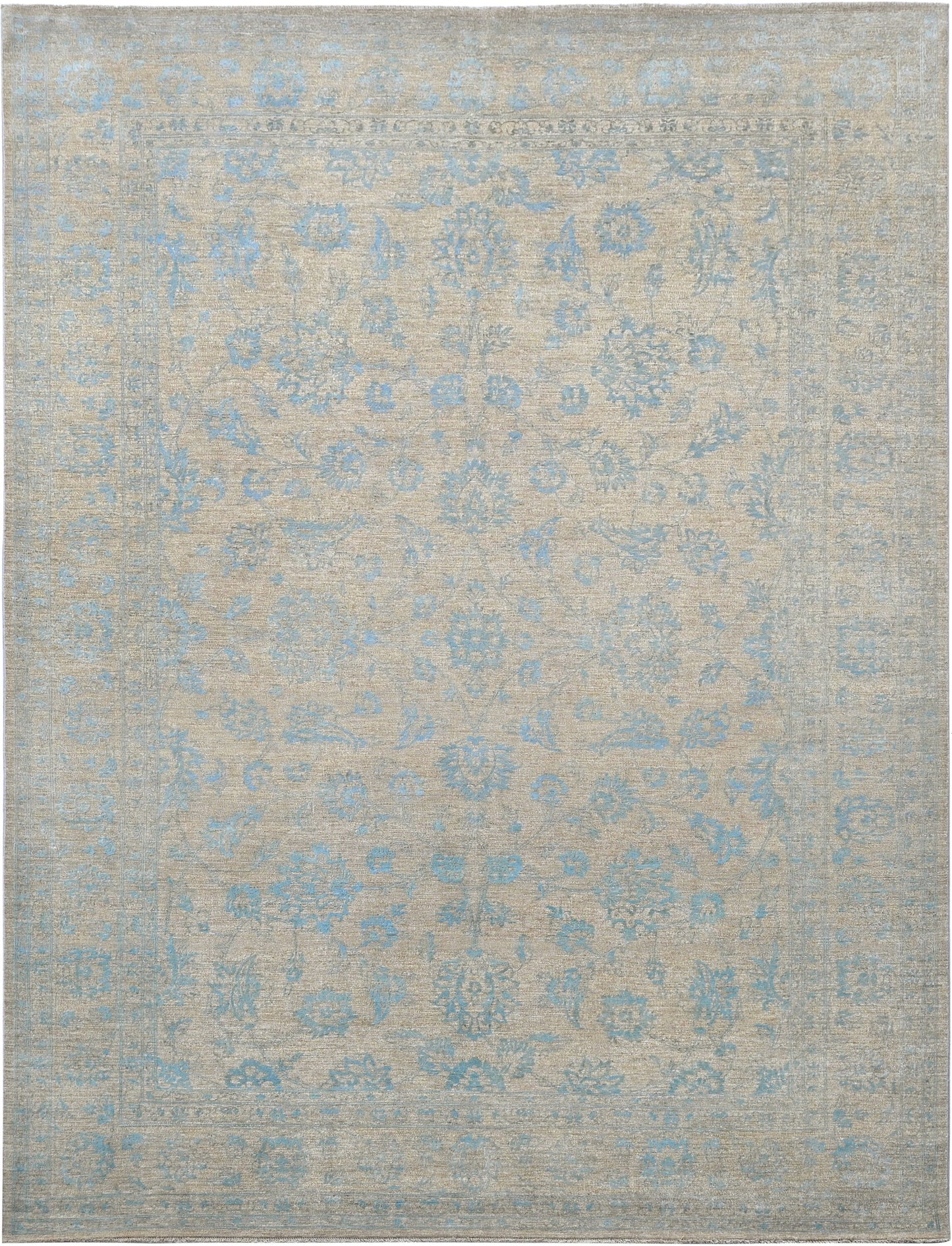 Resham Lotus Carpet | 12'4" x 9' | Pure Wool Rug | Genuine Hand-knotted Area Rug