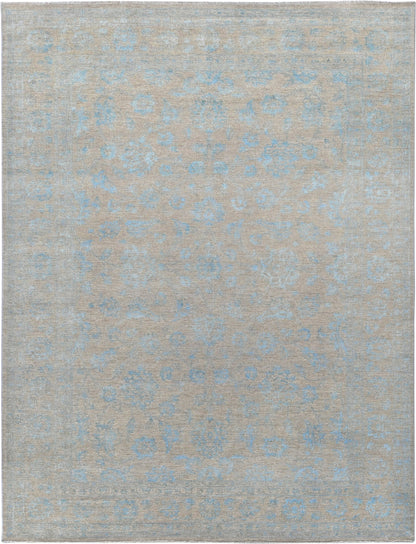 Resham Lotus Carpet | 12'4" x 9' | Pure Wool Rug | Genuine Hand-knotted Area Rug