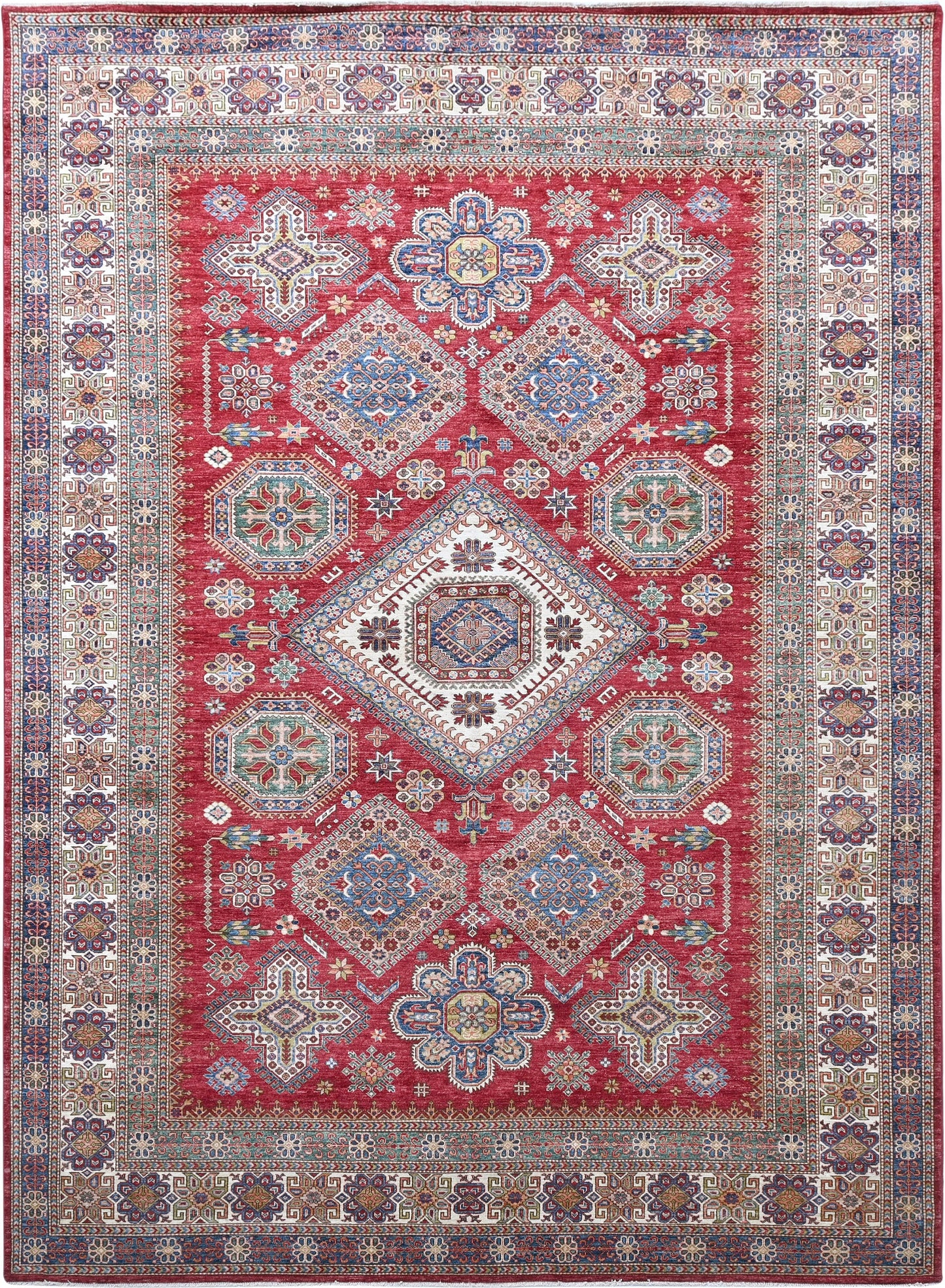 Kazakh Wool Carpet | 14'2" x 10' | Home Decor | Hand-Knotted Rug