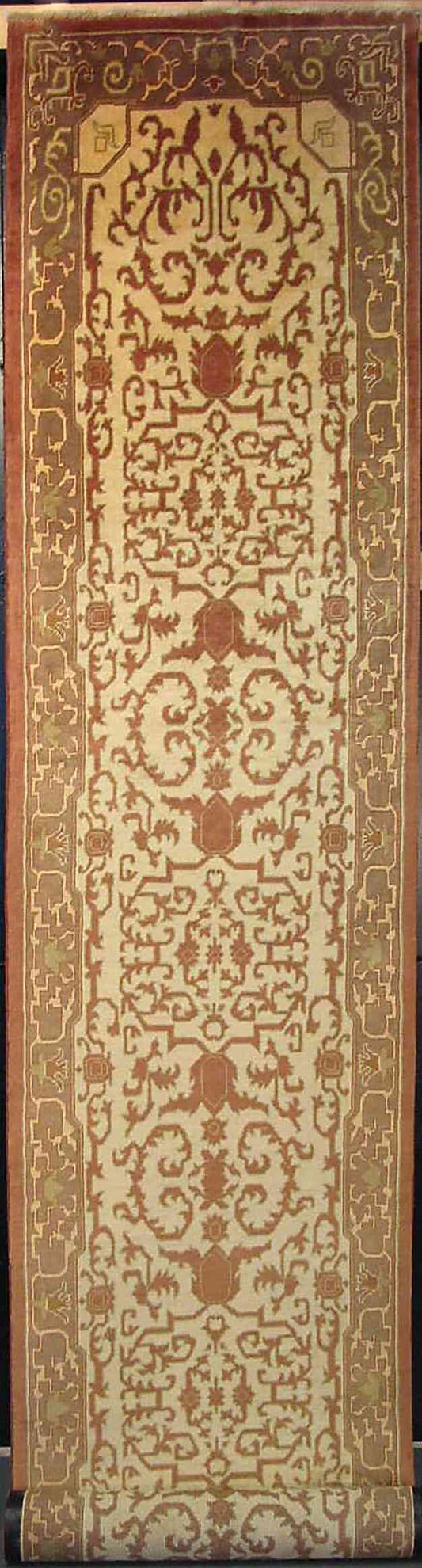 Aubusson Runner Rug | 15'11" x 2'10" | Genuine Hand-Knotted Carpet | New Area Rug