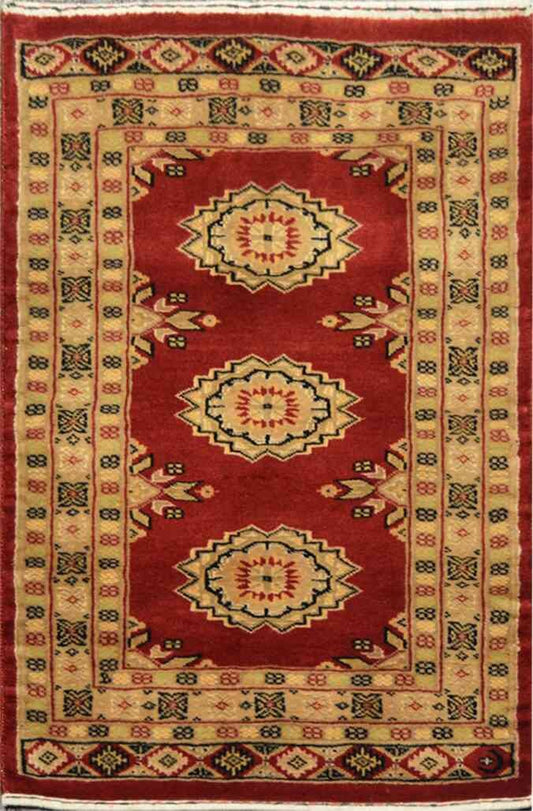 Royal Bokhara Rug | 3'2" x 2'1" | Genuine Hand-knotted Carpet | New Wool Area Rug