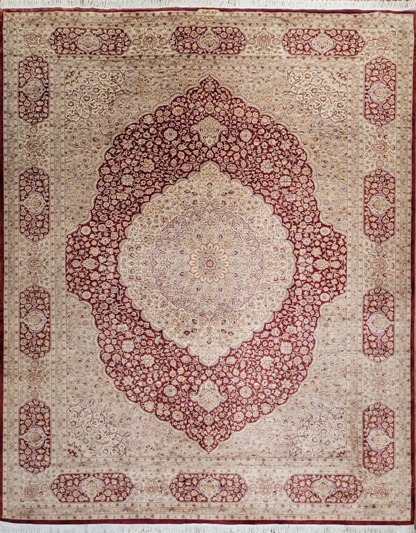 Hispahan Nagshe | 12'3" x 9'2" | Brand New Silk Carpet | Hand-Knotted Area Rug