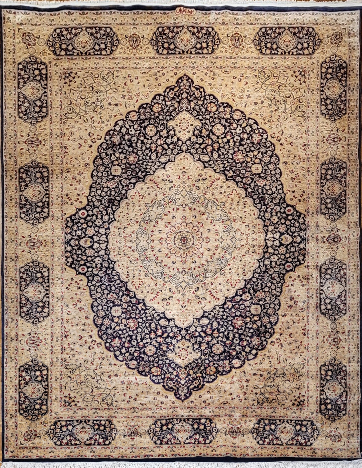 Hispahan Nagshe | 12'3" x 9' | Brand New Silk Carpet | Hand-Knotted Area Rug