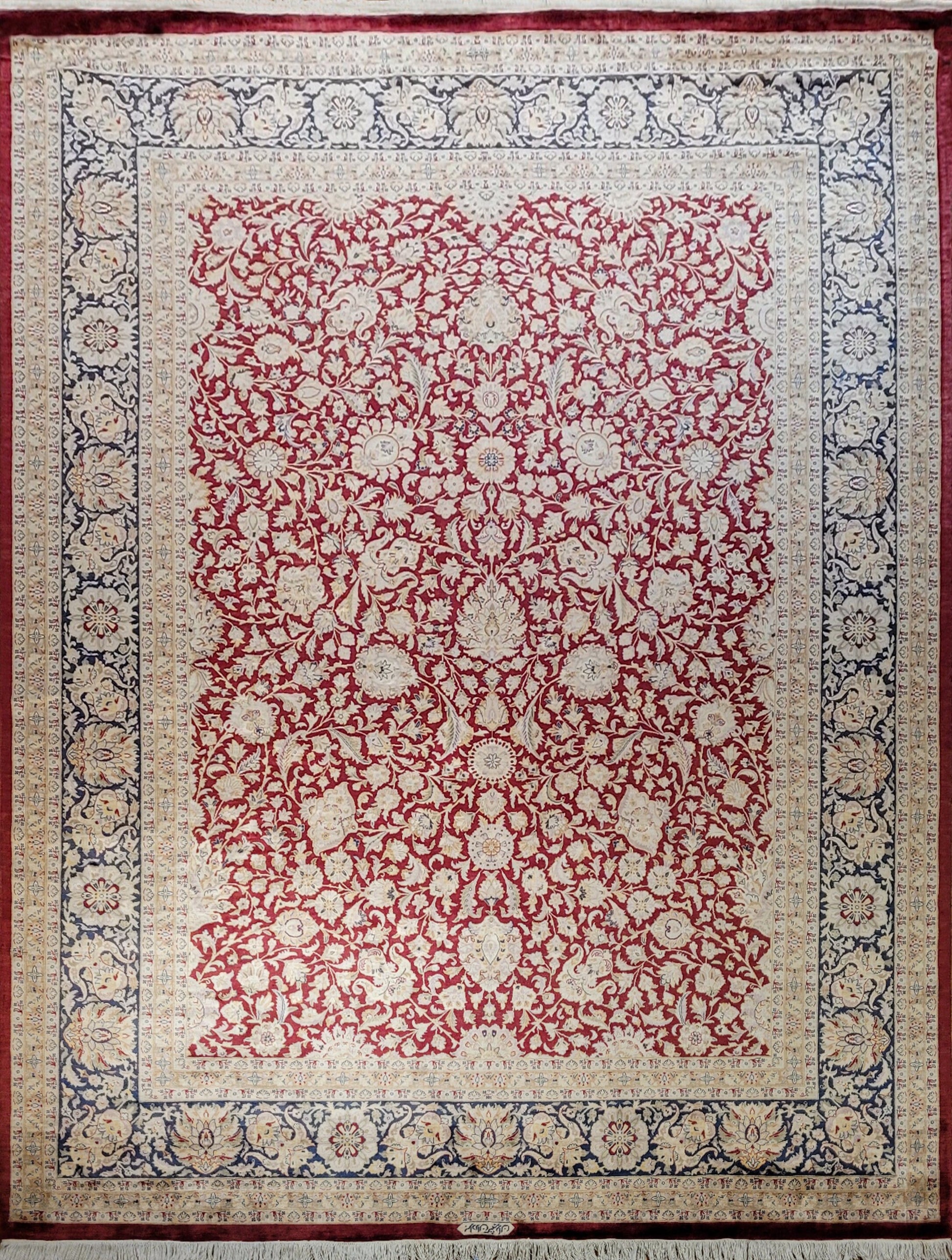 Ghoum - Tree of Life Carpet | 12'4" x 9' | Brand New Silk Carpet | Hand-Knotted Area Rug