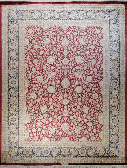 Ghoum - Tree of Life Carpet | 12'4" x 9' | Brand New Silk Carpet | Hand-Knotted Area Rug