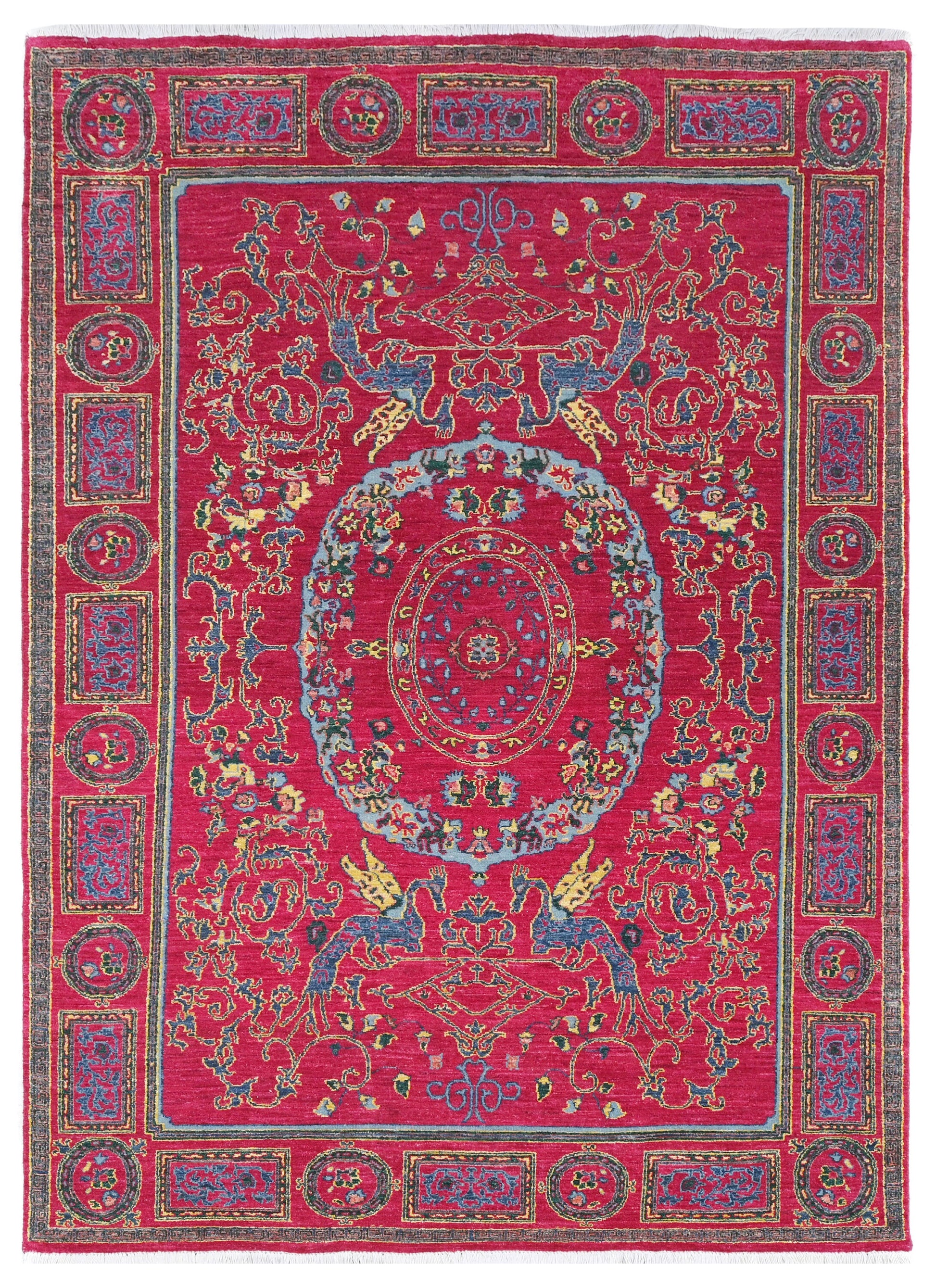 Pavo Cristatus Carpet | 9'1" x 6' | Home Decor | Hand-knotted Area Rug