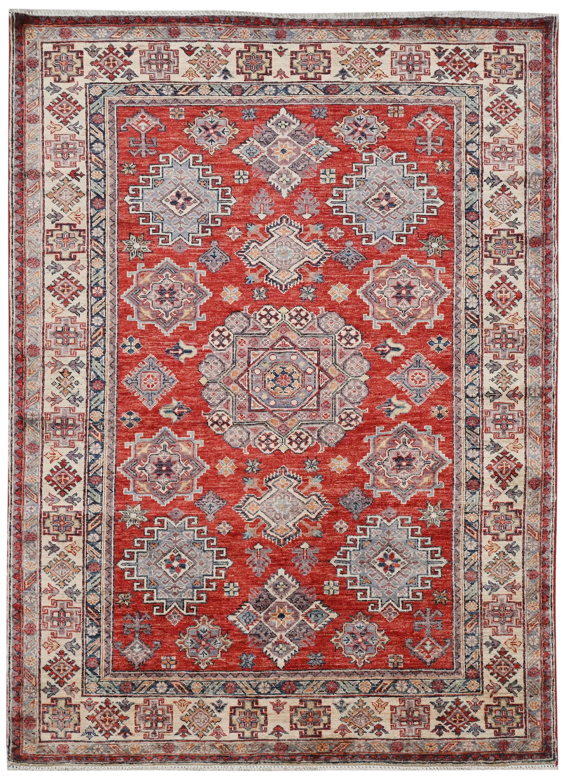 Kazakh Wool Carpet | 6'7" x 4'11" | Home Decor | Hand-Knotted Area Rug