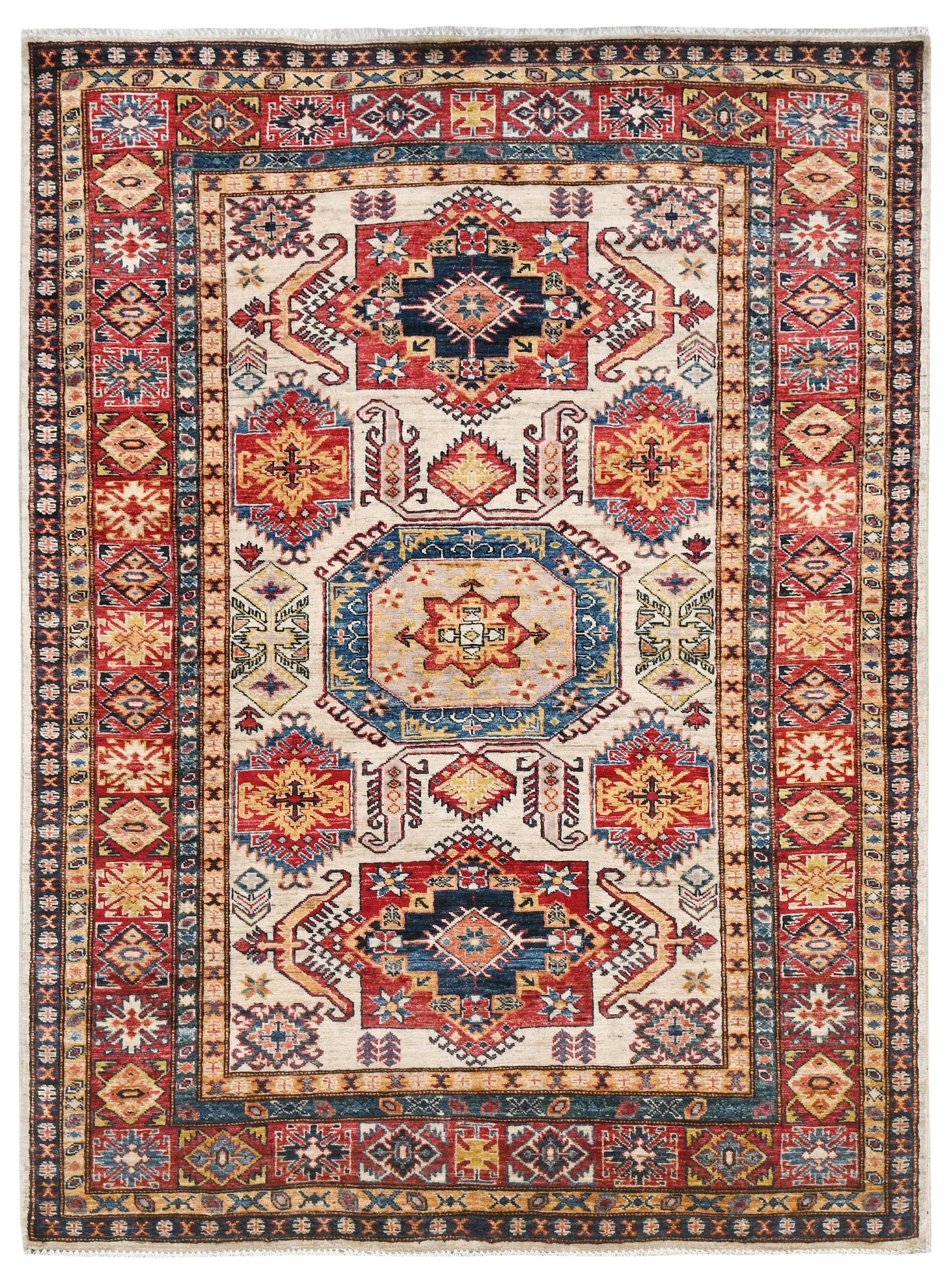 Kazakh Wool Rug | 6'11" x 4'11" | Home Decor | Hand-Knotted Area Rug