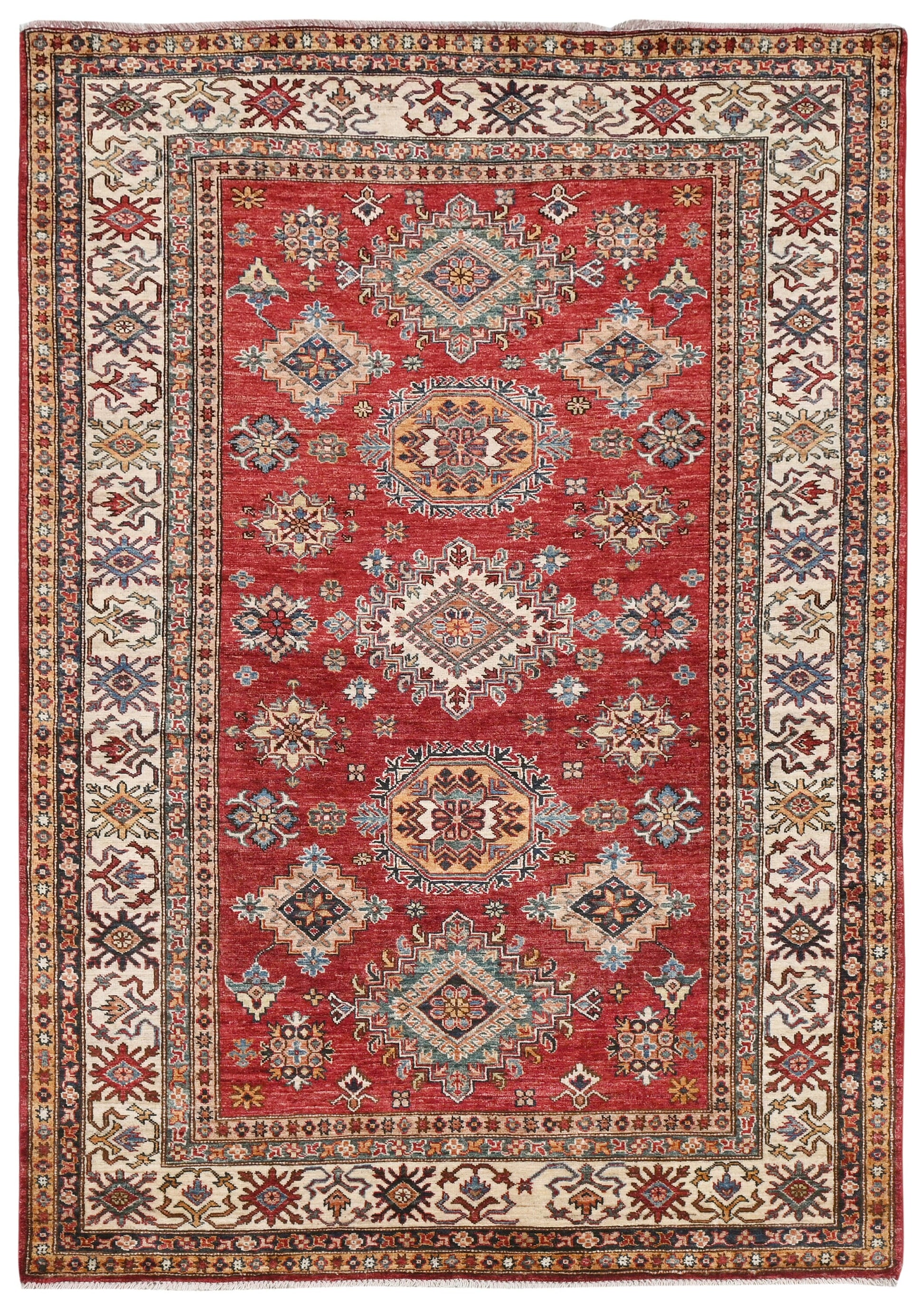 Kazakh Wool Carpet | 8'5" x 5' | Home Decor | Hand-Knotted Rug