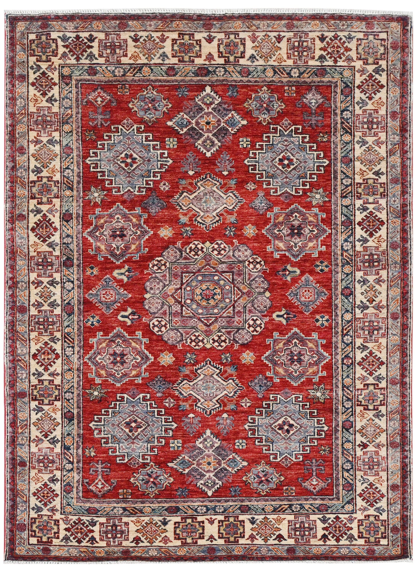 Kazakh Wool Carpet | 6'7" x 4'11" | Home Decor | Hand-Knotted Area Rug