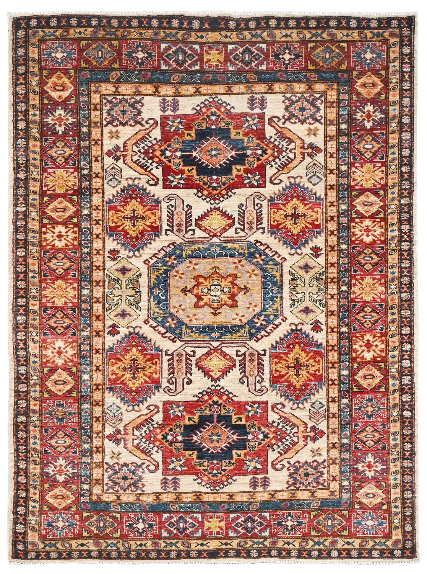 Kazakh Wool Rug | 6'11" x 4'11" | Home Decor | Hand-Knotted Area Rug