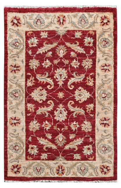 Paktia Lotus Vines Rug | 4'x 2'6'' | Home Decor | Red Wool Area Rug