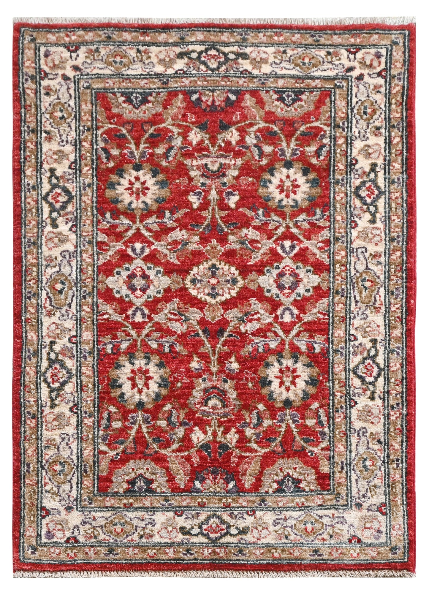 Paktia Lotus Vines Rug | 3'11''x 2'7'' | Home Decor | Red Wool Area Rug