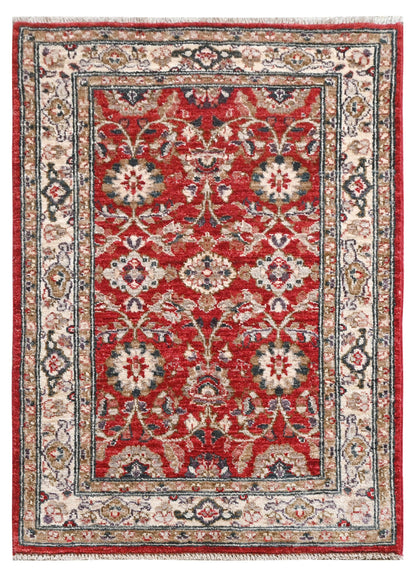 Paktia Lotus Vines Rug | 3'11''x 2'7'' | Home Decor | Red Wool Area Rug