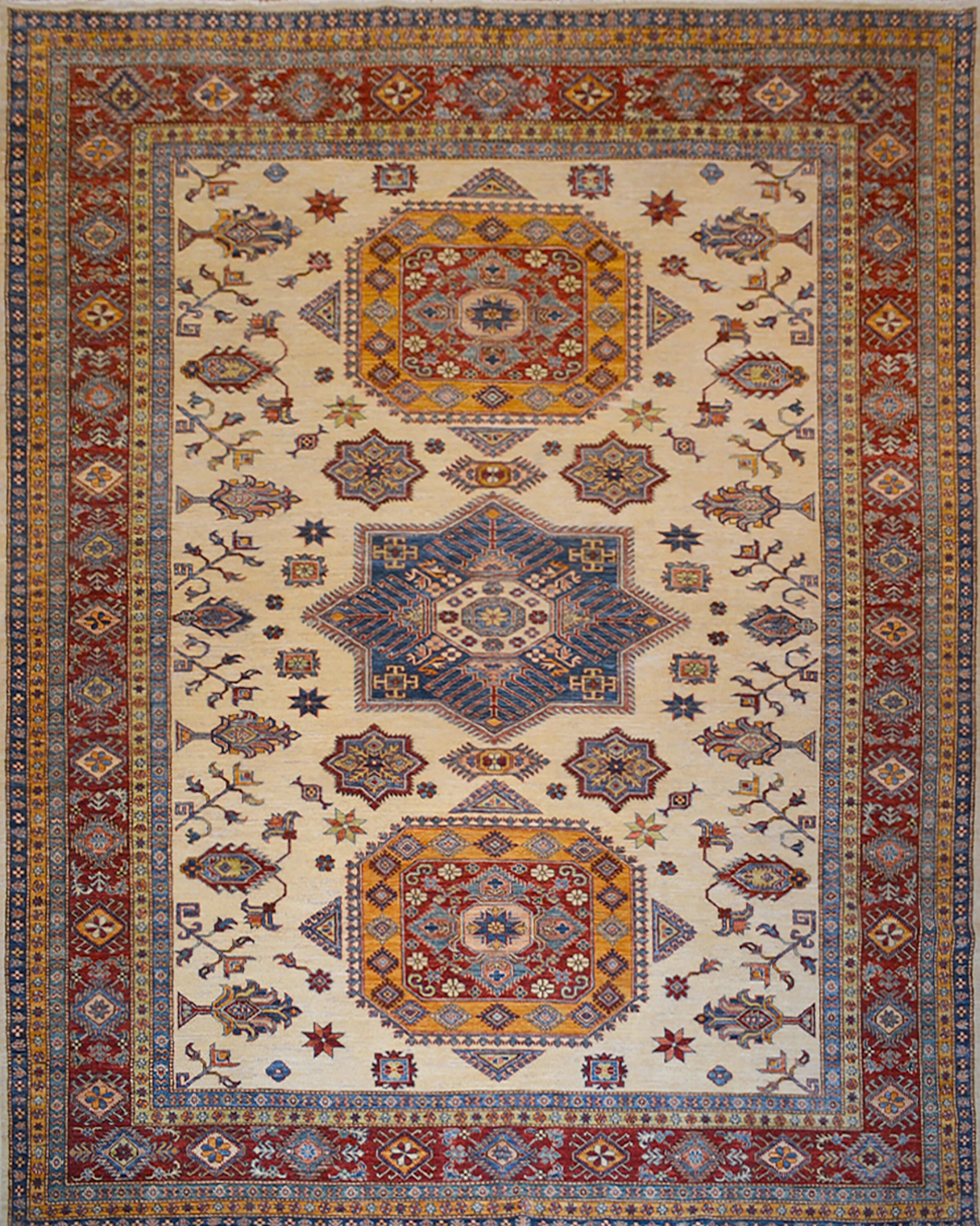 Kazakh Wool Rug | 11'10" x 9'1" | Home Decor | Hand-Knotted Area Rug