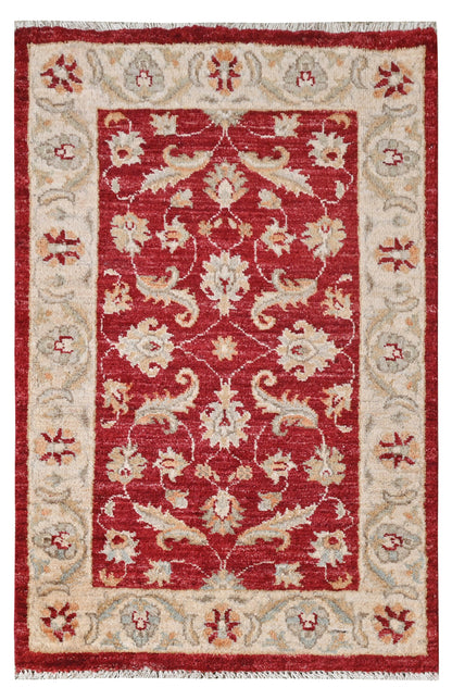 Paktia Lotus Vines Rug | 4'x 2'6'' | Home Decor | Red Wool Area Rug