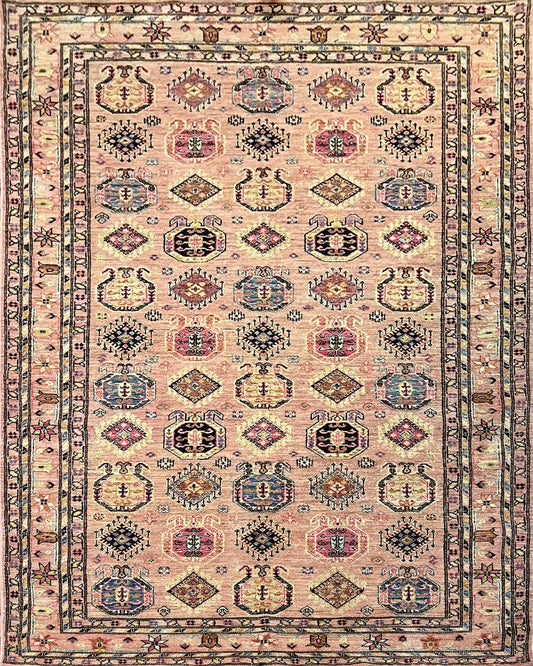 Kazakh Wool Carpet | 8'8" x 5'11" | Home Decor | Hand-Knotted Rug