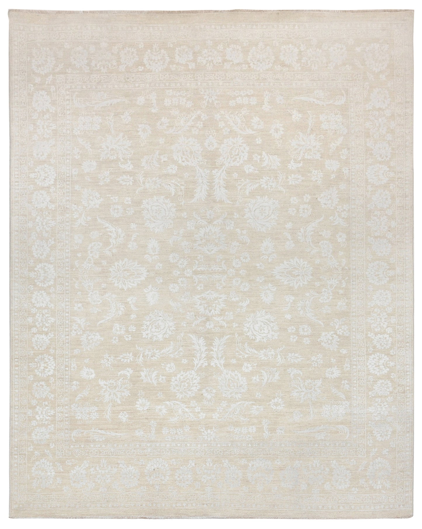 Resham Lotus Carpet | 9'11" x 7'9'' | Wool & Silk Rug | Genuine Hand-knotted Area Rug