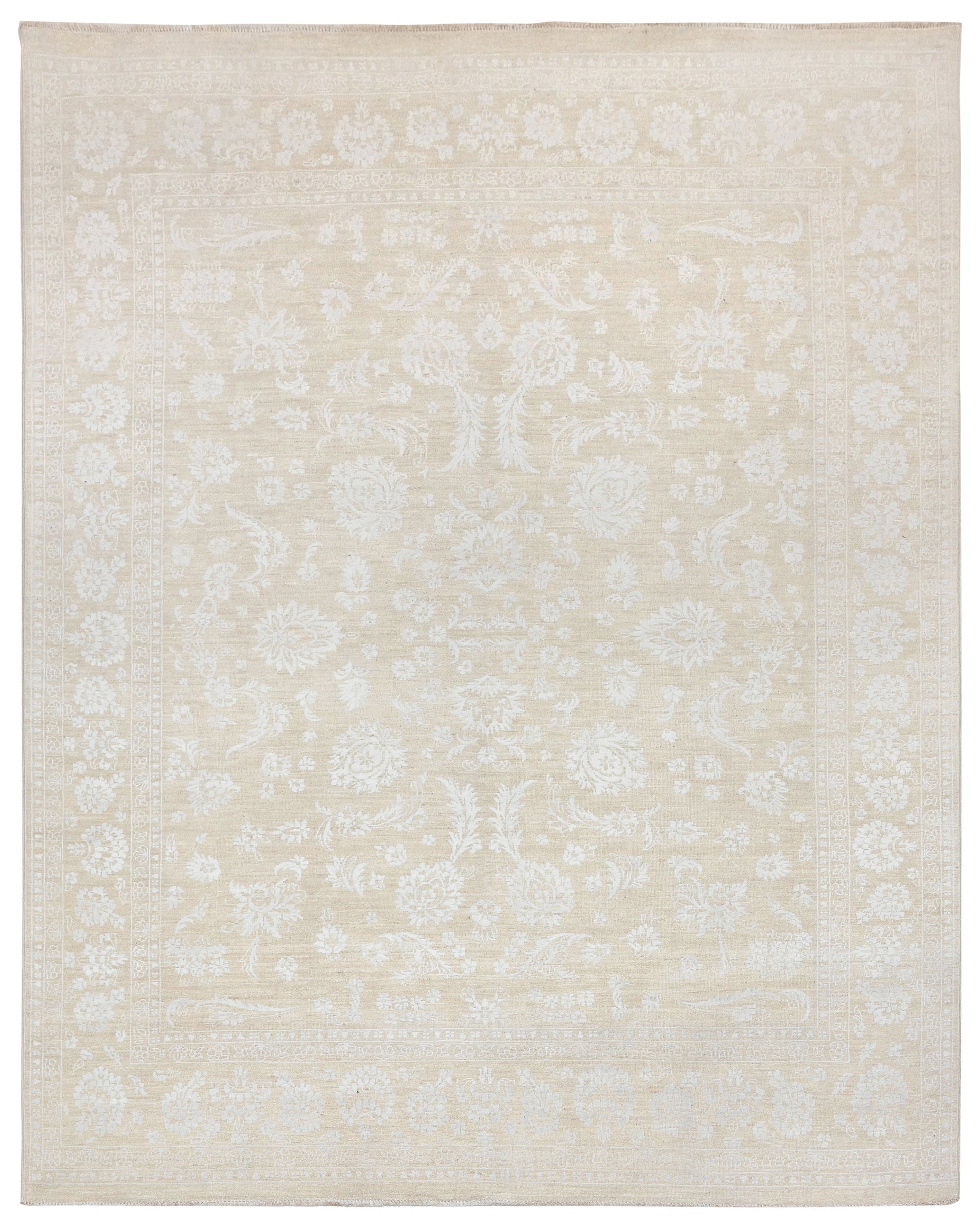 Resham Lotus Carpet | 9'11" x 7'9'' | Wool & Silk Rug | Genuine Hand-knotted Area Rug