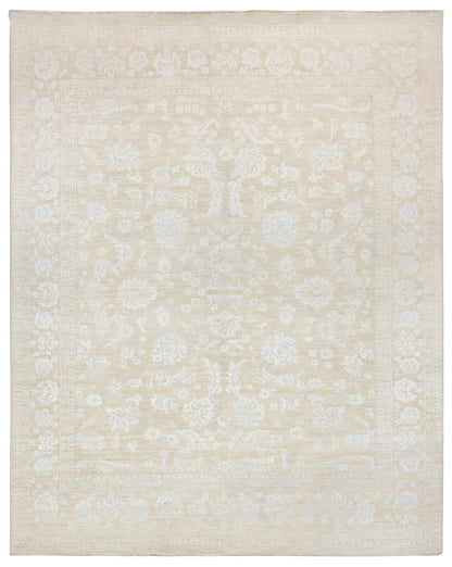 Resham Lotus Carpet | 9'11" x 7'9'' | Wool & Silk Rug | Genuine Hand-knotted Area Rug