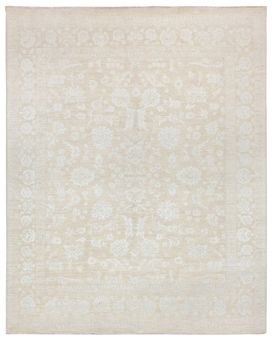 Resham Lotus Carpet | 9'11" x 7'9'' | Wool & Silk Rug | Genuine Hand-knotted Area Rug