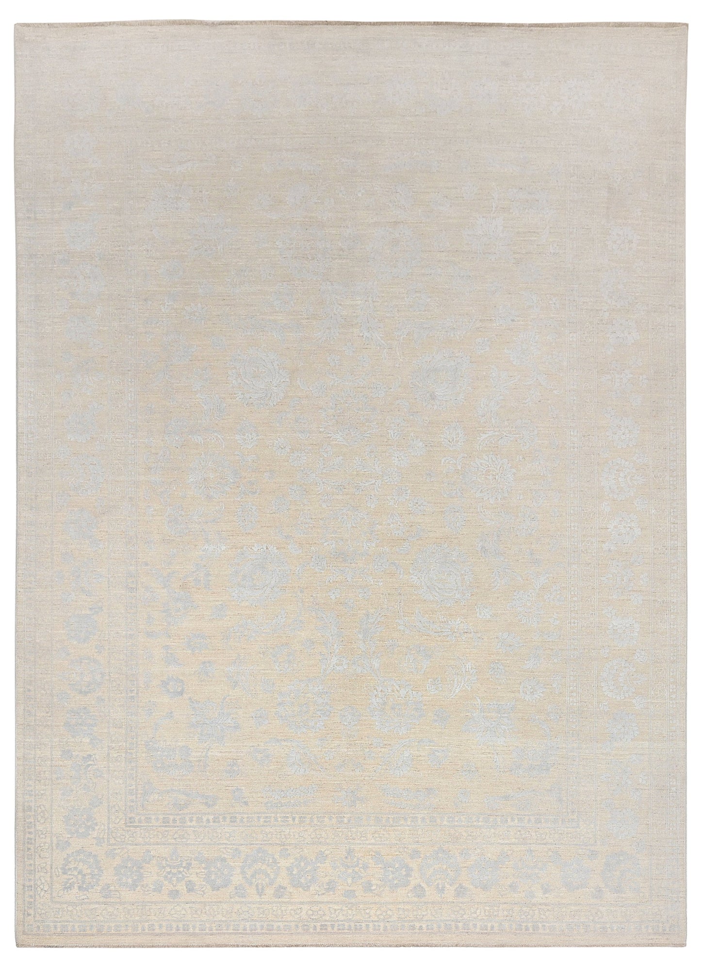 Resham Lotus Carpet | 11'11" x 9' | Wool & Silk Rug | Genuine Hand-knotted Area Rug