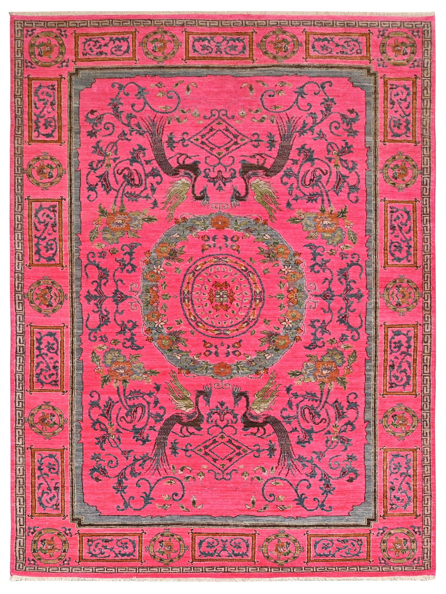 Pavo Cristatus Carpet | 9'1" x 6'1'' | Home Decor | Hand-knotted Area Rug