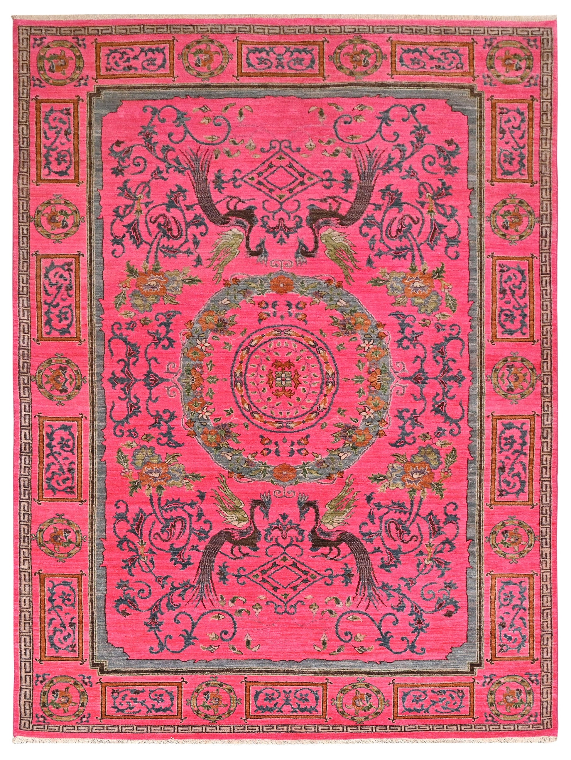 Pavo Cristatus Carpet | 9'1" x 6'1'' | Home Decor | Hand-knotted Area Rug