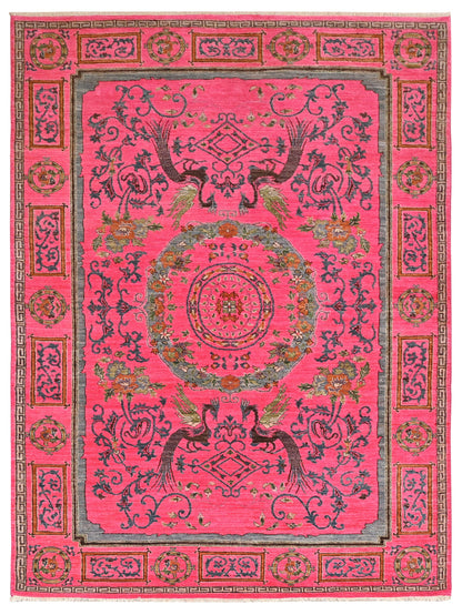 Pavo Cristatus Carpet | 9'1" x 6'1'' | Home Decor | Hand-knotted Area Rug