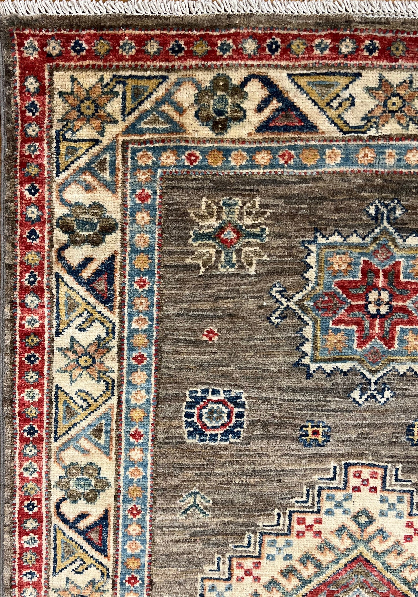 Kazakh Runner Carpet | 12'5" x 2'11" | Home Decor | Wool Rug